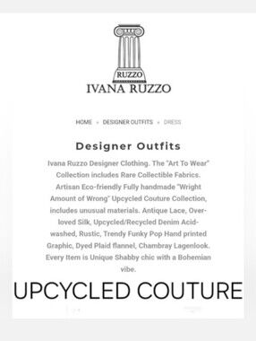 Avant Garde UPCYCLED Clothing Authentic Designer Concept Couture Hand Sewing